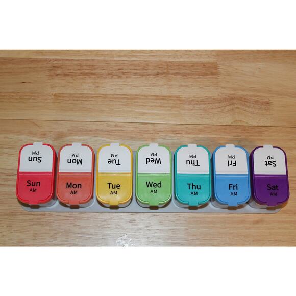 Odaro Extra Large Weekly AM/PM Medication Pill Organizer w/ Removable Med Cups - Picture 2 of 9